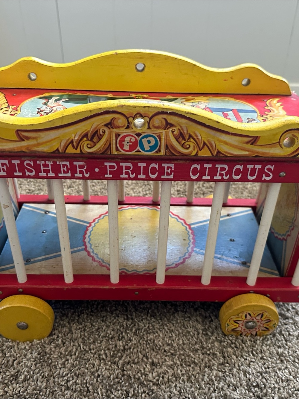 Fisher-Price Red, Yellow & Blue Circus Wooden Pull Toy